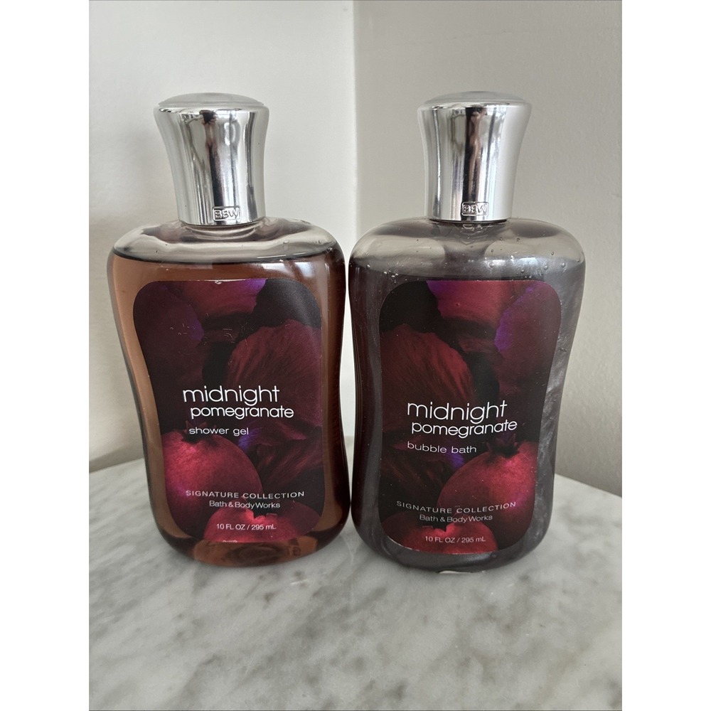 Bath & Body Works Midnight Pomegranate Body Wash Shower Gel & Bubble Bath Set